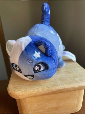 Aphmau MeeMeows Celestial Moon Stars Blue Plush Kitty Cat 6"